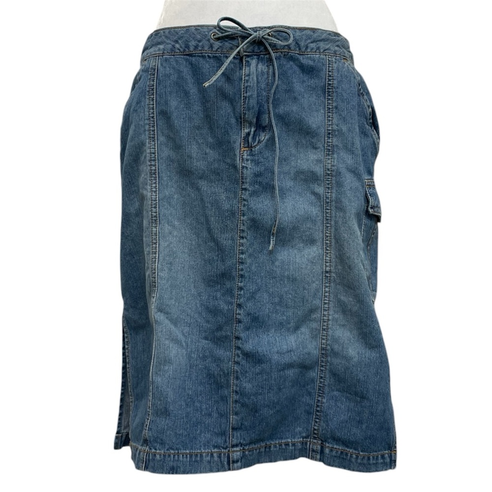 London Jean Vintage 90s Knee Length Blue Denim Skirt
